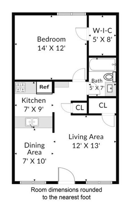 1 Bedroom / 1 Bath 211 floor plan